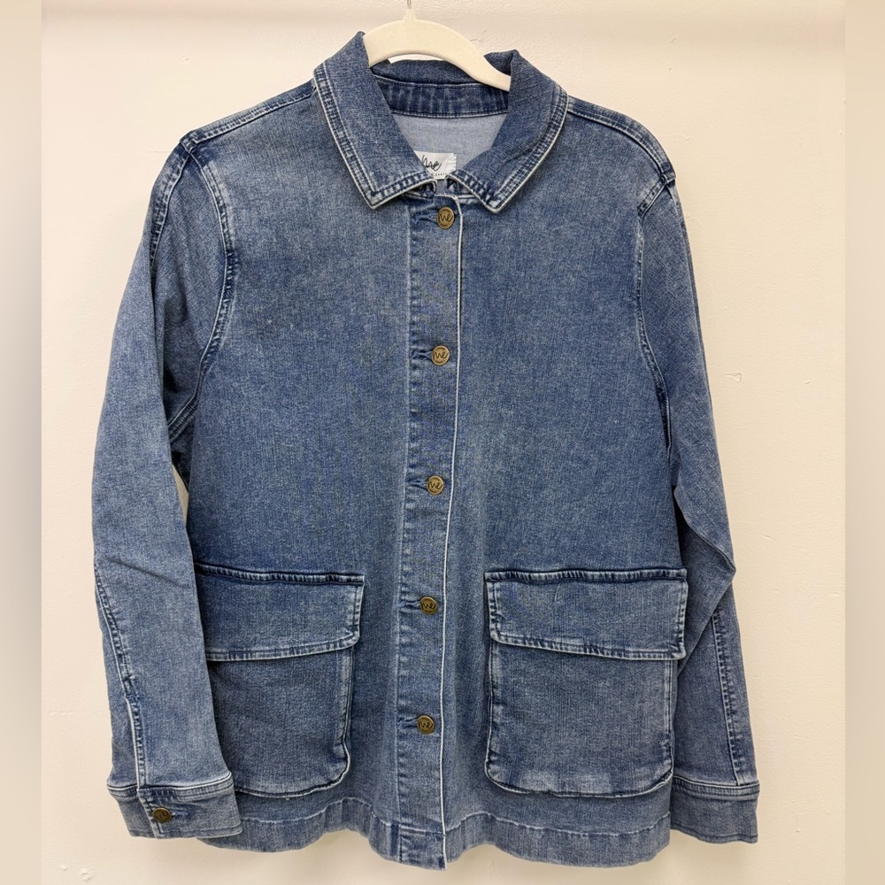 Me by Jennie Garth Plus The Dylan Denim Jacket Buttons Pockets Light Wash 1X